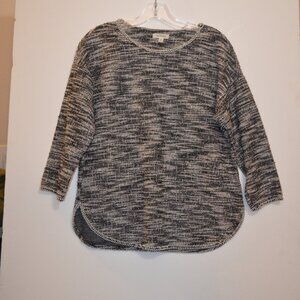 MAX STUDIO Woven Knit Black White Braided Edges Decorations Poly-Cott Sweater S